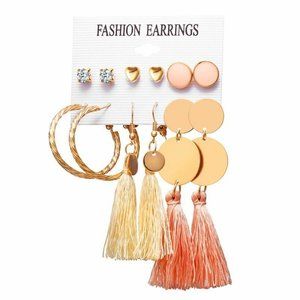 Tassel Earring, Long Drop Earring and Stud Earring Sets